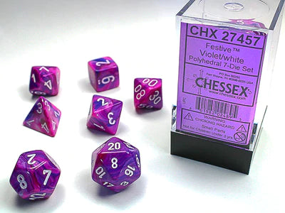 Chessex Festive Polyhedral 7-Die Set (Violet/White)