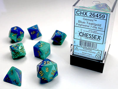 Chessex Gemini Polyhedral 7-Die Set (Blue-Teal/Gold)