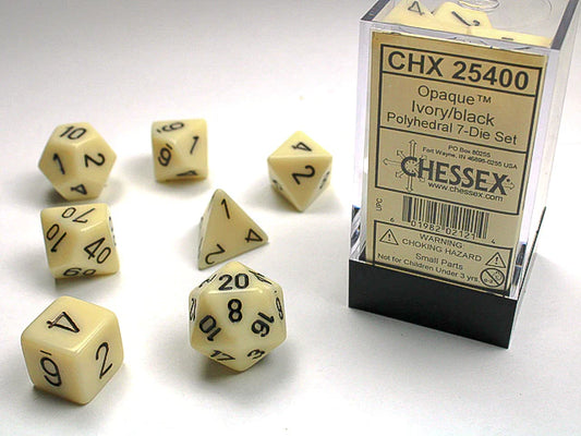 Chessex Opaque 7-Die Set Ivory/Black
