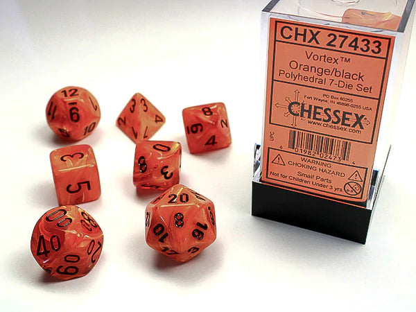 Vortex Polyhedral 7-Die Set: Orange/Black