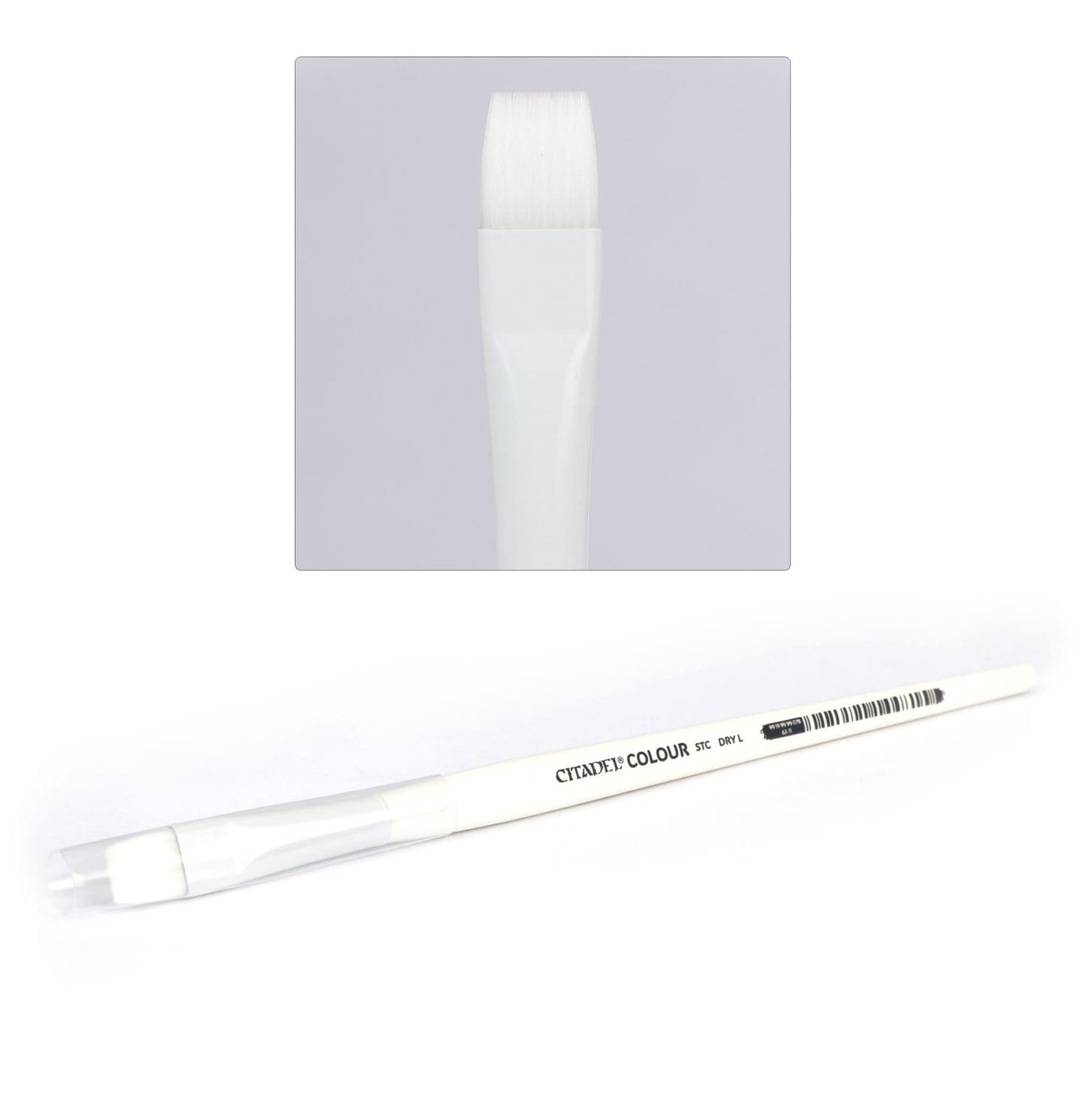White Synthetic Drybrush Brush (Large) - Citadel Painting Supplies - The Hooded Goblin