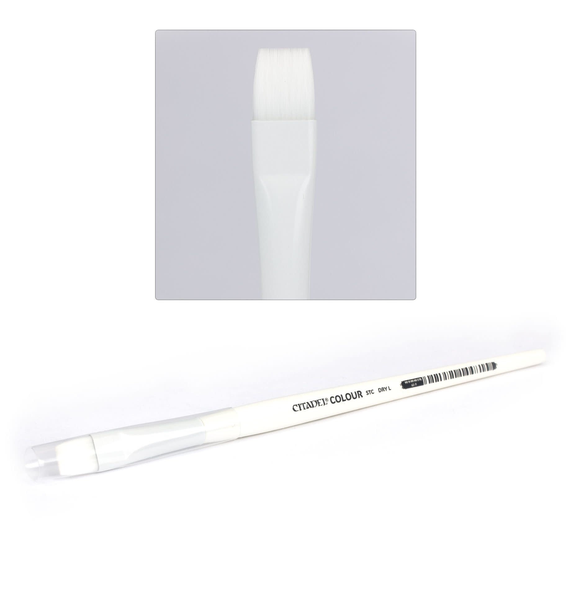 White Synthetic Drybrush Brush (Small) - Citadel Painting Supplies - The Hooded Goblin
