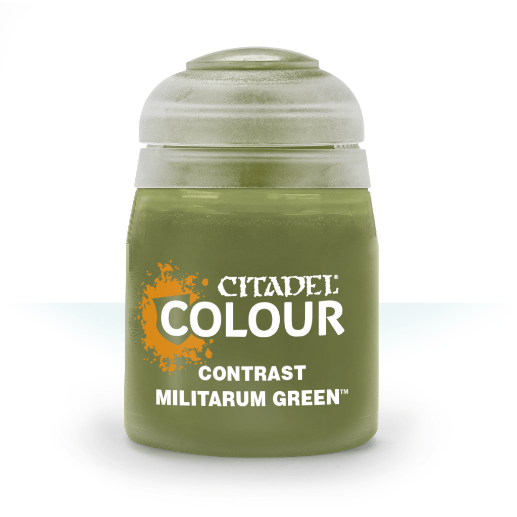 Contrast: Militarum Green (18Ml) - Citadel Painting Supplies - The Hooded Goblin