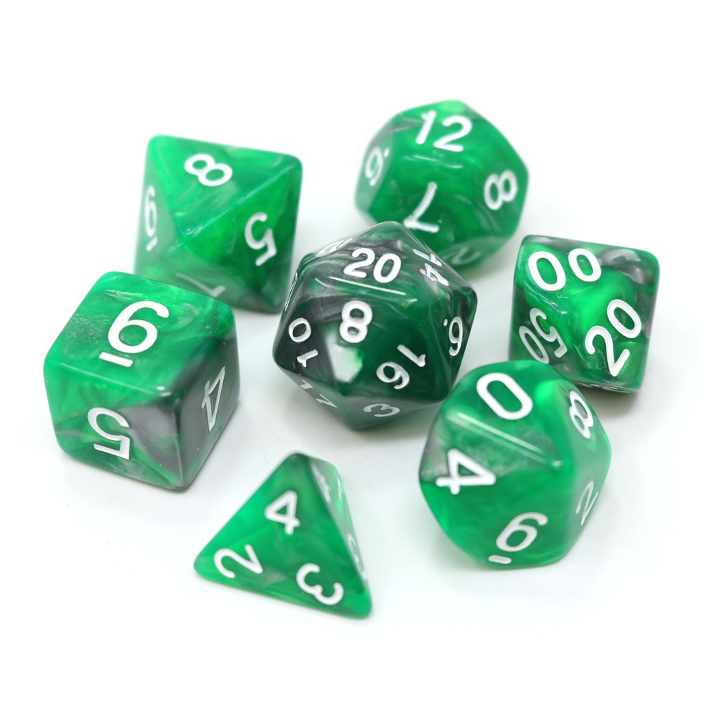 Poly Rpg Set - Emerald Ore - Dice - The Hooded Goblin