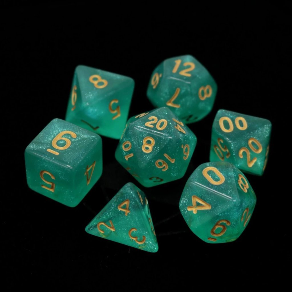 Poly Rpg Set - Hakuro W/ Gold - Dice - The Hooded Goblin