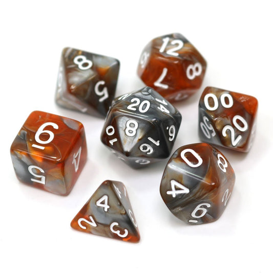 Poly Rpg Set - Amber Shard Die Hard Dice - Dice - The Hooded Goblin