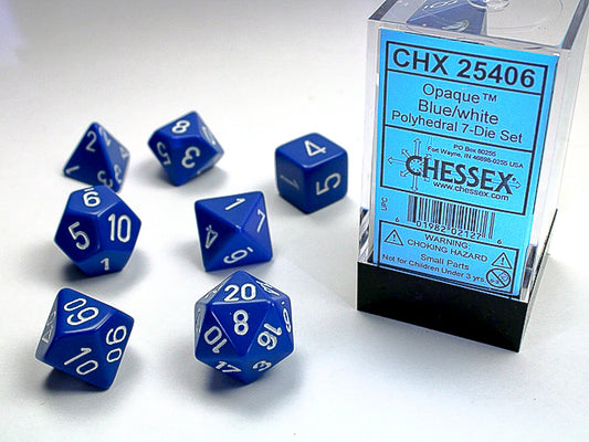 Chessex Dice Opaque 7-Die Set Blue/White