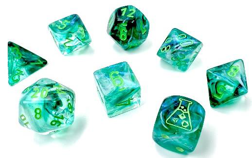 Chessex Lab Dice Set - 7 Set Borealis Kelp/Light Green