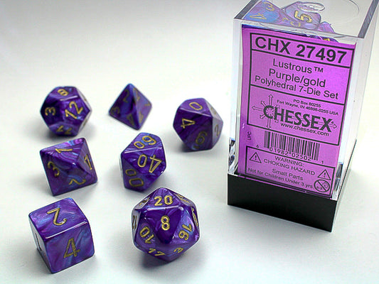 Chessex Lustrous 7-Die Set: Purple/Gold
