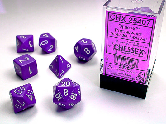 Chessex Opaque 7-Die Set (Purple/White)