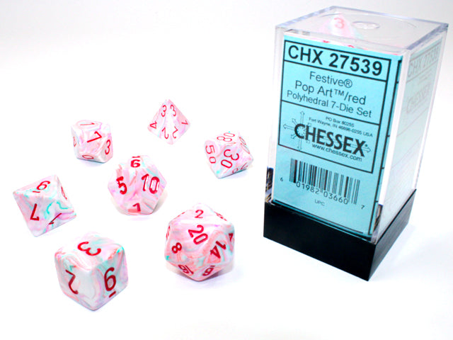 Chessex Festive 7-Die Set: Pop Art/Red