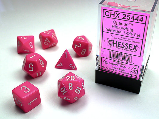 Chessex Opaque 7-Die Set (Pink/White)