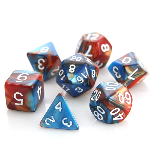 Poly Rpg Set - Copper/Turquoise Alloy Die Hard Dice - Dice - The Hooded Goblin