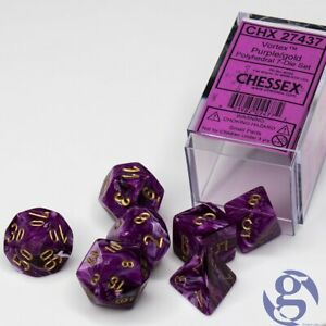 Chessex Vortex 7-Die Set: Purple/Gold