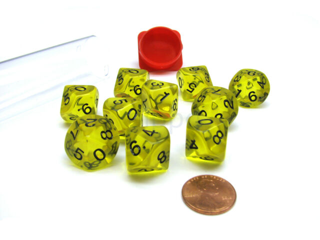 Koplow Games: 10 D10 Dice Set- Yellow - Dice - The Hooded Goblin